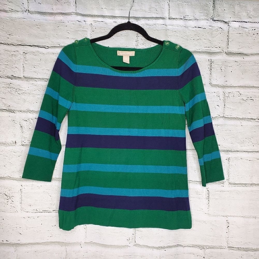 Banana republic striped 3/4 sleeve sweater